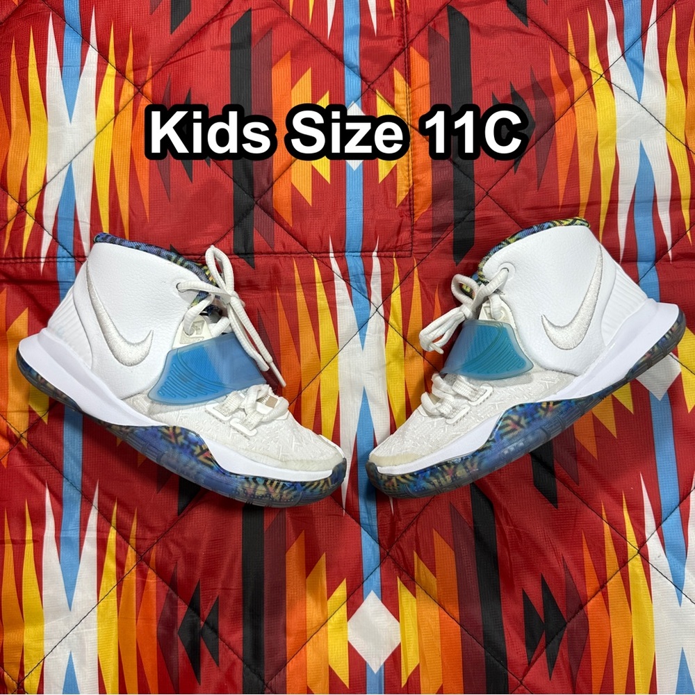 Nike Kyrie 6 Sapphire Crimson Shoes Kids Size 11C White Blue BQ5600-146